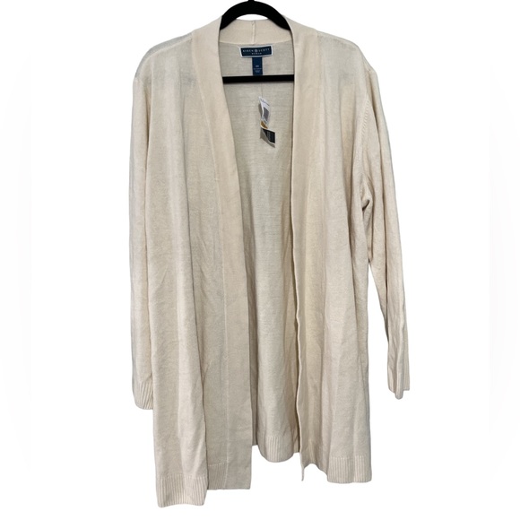 Karen Scott Sweaters - Karen Scott open front cardigan sweater light weight color beige size 3X